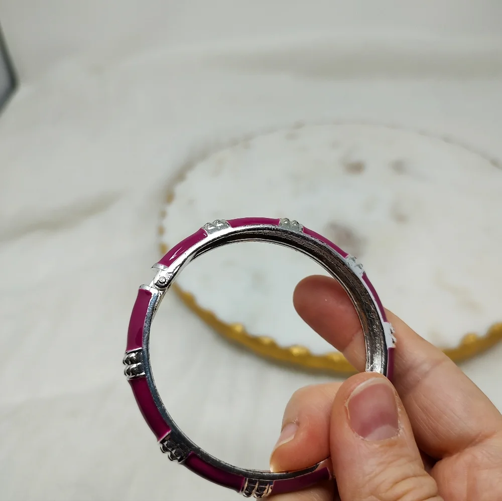 Elegant Silver and Pink Bracelet